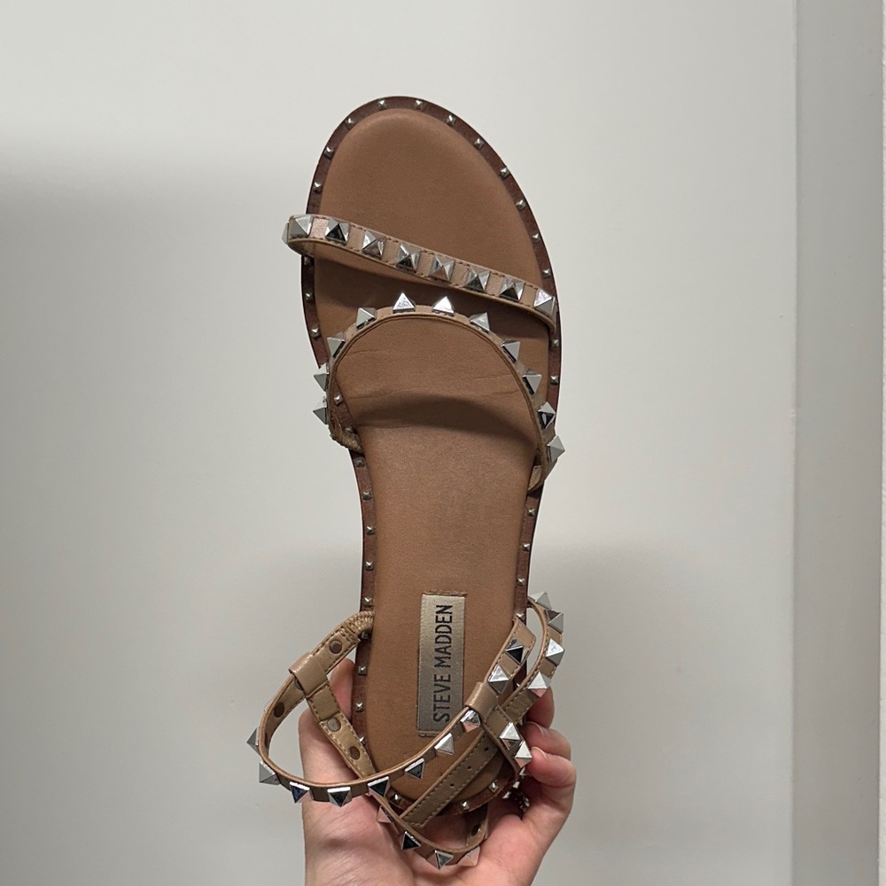 Steve Madden Brown Sandals with Silver Studs